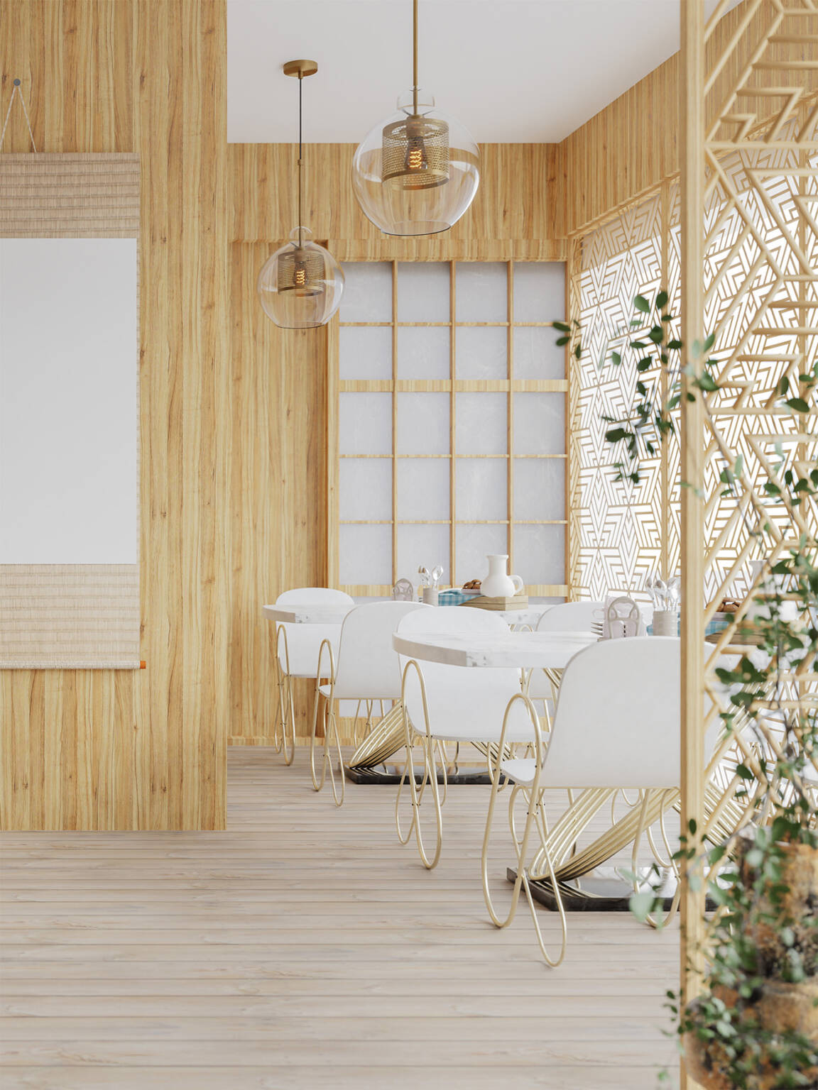 Restaurant décoration salle d'intérieur