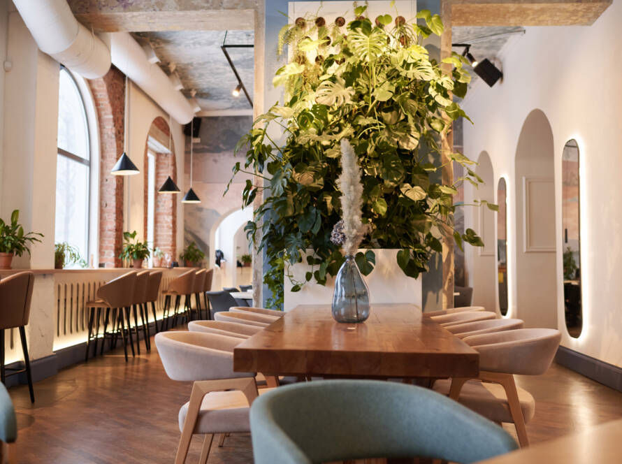 Interior of fine dining restaurant